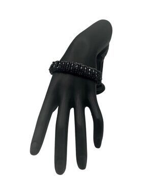 Handwoven Black Beaded Bracelet With Magnetic Clasp